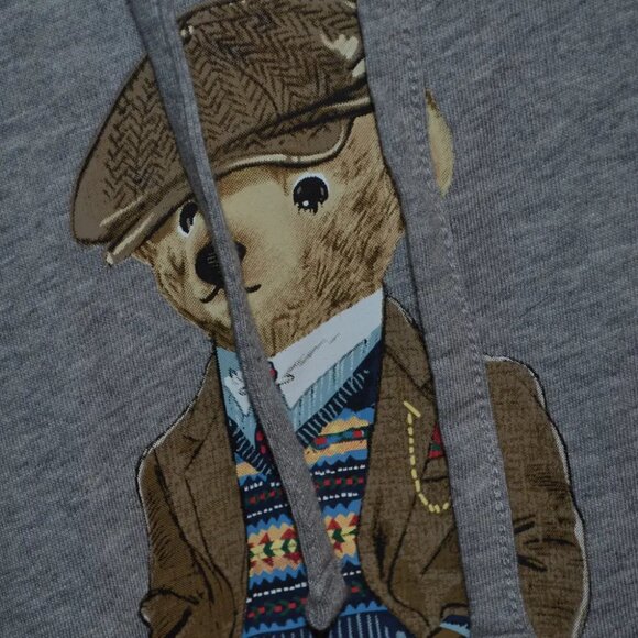 Grey Polo Bear Ralph Lauren RL Hoodie (Mens Small) - Picture 6 of 6